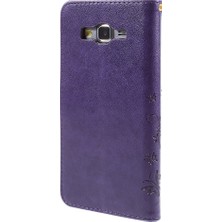 Seashell Digital Samsung Galaxy Grand Prime SM-G530-PURPLE Için Kelebek Deri Cüzdan Kapağı (Yurt Dışından)