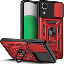 Seashell Digital Samsung Galaxy A03 Çekirdek Pc+Tpu Anti-Çizelge Zırh Anti-Çizelge Telefon Kapak Halkası Kickstand Koruyucu Kılıf Kamera Slide Kapak-Kırmızı (Yurt Dışından)