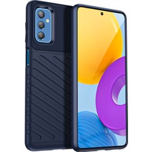 Seashell Digital Thunder Serisi Twill Design Yumuşak Kalınlaştırılmış Tpu Samsung Galaxy M52 5g-Blue Için Slip Arka Kapak (Yurt Dışından)