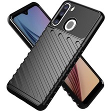 Seashell Digital Thunder Serisi Twill Texture Samsung Galaxy A21 (Ab Versiyonu) Için Yumuşak Tpu Telefon Kılıfı -Black (Yurt Dışından)