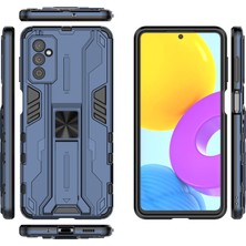 Seashell Digital Samsung Galaxy M52 5g-Blue Için Kickstand ile Sert Pc+Yumuşak Tpu Hibrit Kılıf Mobil Telefon Kapağı (Yurt Dışından)