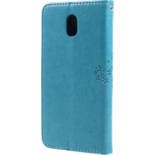 Seashell Digital Baskı Ağacı Baykuş Cüzdan Deri Stand Kapağı Samsung Galaxy J3 (2017) Ab Versiyon-Mavisi (Yurt Dışından)