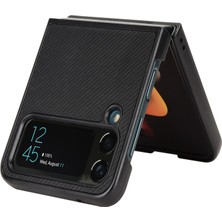 Seashell Digital Samsung Galaxy Z Flip4 Için 5g Çizgi Anti-Çizelge Telefon Kapağı Karbon Fiber Doku Pu Deri Kaplamalı Pc Cep Telefonu Kılıf Black (Yurt Dışından)