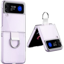 Seashell Digital Samsung Galaxy Z Flip4 Için 5g Çizgiye Karşı Çizelge Anti Anti Telefon Kılıfı, Ring Tutucu ile Clear Pvc+Pc+Metal Cep Telefonu Geri Kapak (Yurt Dışından)