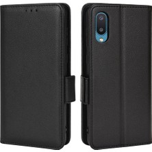 Seashell Digital Litchi Doku Pu Deri Folio Flip Cüzdan Kasası Tam Vücut Koruyucu Stand Samsung Galaxy A02-BLACK Için (Yurt Dışından)