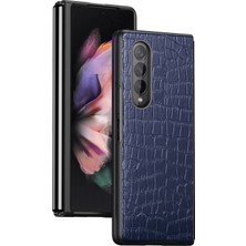 Seashell Digital Samsung Galaxy Z Fold4 Için 5g Çizgi Anti-Çizelge Timsah Doku Pu Deri Kaplamalı Sert Pc Telefon Arka Kapak Kılıfı Sapfire (Yurt Dışından)