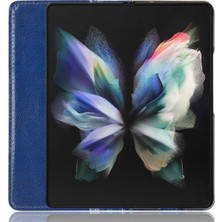 Seashell Digital Samsung Galaxy Z Fold4 Için 5g Şok Geçirmez Retro Doku Telefon Flip Deri Kasa Cüzdan Stand Manyetik Otomatik Kapatma Giyim Giyim Dayanıklı Telefon Kapak Mavisi (Yurt Dışından)