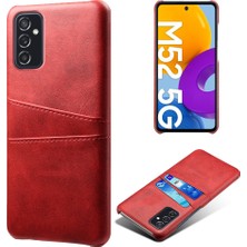 Seashell Digital Samsung Galaxy M52 5g-Red Için Çift Kart Yuvaları ile Premium Pu Deri+Pc Anti-Çizgiye Karşı Sert Kase (Yurt Dışından)