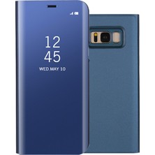 Seashell Digital Samsung Galaxy S8 Için Plus G955 Kaplamalı Ayna Yüzey Görünümü Deri Stand Mobil Kılıf Akıllı Cep Telefonu Aksoru Mavisi (Yurt Dışından)