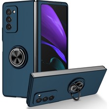 Seashell Digital Samsung Galaxy Z Fold2 Için 5g Anti-Çizelge Sert Pc Dönen Metal Yüzük Kickstand Telefon Kasası Katlanır Şok Geçirmez Kapak-Dark Mavi (Yurt Dışından)