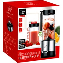 Cook Taşınabilir Metal Blender 450ML + 380ML Kapasite, Keskin Bıçaklı Tasarım ile Smoothie ve Shake Keyfi