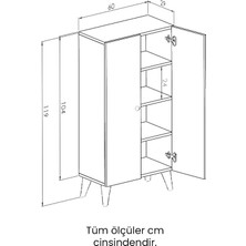 Montenero Çok Amaçlı Dolap Parlak Beyaz Mutfak Banyo Hol Raflı Kapaklı Dolap 02