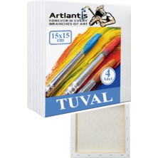 Artlantis Tuval 15X15 Astarlı Kare Mini Tuval 4 Adet Resim Küçük Tuvali 15X15 Tual Akrilik Boya Yağlı Boya Için Ideal