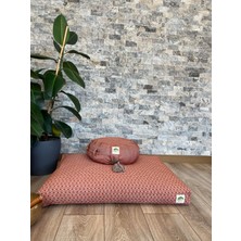 Lotus Yoga Meditasyon Minder Seti, Tarçın Rengi, Zafu Zabuton Yoga Minderi, Ortası Desenli