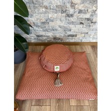 Lotus Yoga Meditasyon Minder Seti, Tarçın Rengi, Zafu Zabuton Yoga Minderi, Ortası Desenli