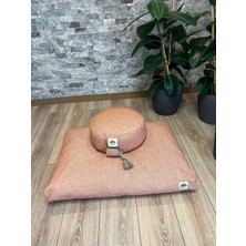 Yoga Meditasyon Turuncu Set, Zafu Karabuğday Kabuğu Dolgulu, Zabuton Organik Pamuk Dolgulu