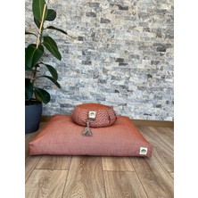Lotus Yoga Meditasyon Minder Seti, Tarçın Rengi, Zafu Zabuton Yoga Minderi, Ortası Düz Desen