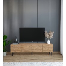 Suba Home Subahome Minimalist Demir Ayaklı Ahşap Görünümlü Tv Ünitesi -Ideal Ebatlarla Modern Tasarım