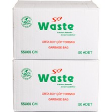 Sa Waste Orta Boy Çöp Poşeti 55*60 cm 50'li 2 Koli 1500 Adet