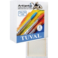 Artlantis Tuval 20X20 cm Astarlı Kare Tuval 4 Adet Resim Küçük Tuvali 20*20 cm Tual Akrilik Boya Yağlı Boya Için Ideal