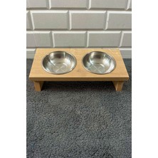 Tg Pet Luni Ahşap Demonte Kedi Köpek Mama ve Su Kabı