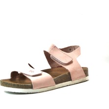 Onlo Ayakkabı 1050 Deri Pudra Ortopedik Cırtlı Kız Çocuk Sandalet