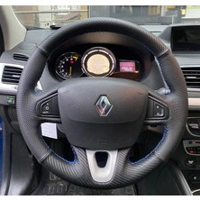 İmza Fluence -Megane 3-Scenic Uyumlu Karbon Noktalı Direksiyon Kılıfı Araca Özel Direksiyon Kılıfı