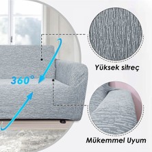 riselerhome Riselerhome Jakarlı Düz Desen Esnek Kanepe Kılıfı Tamıkı Koltuk Örtüsü 3+3+1+1 Yıkanabilir Koltuk Kılıfı Kanepe Çekyat Örtüsü