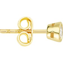 Altın Sepeti Sarı Altın Mini Tektaş Erkek Küpe