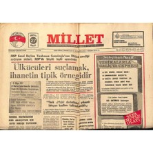 Gökçe Koleksiyon Millet Gazetesi 27 Mayıs 1976 - Ülkücüleri Suçlamak Ihanetin Tipik Örneğidir   GZ89670