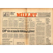Gökçe Koleksiyon Millet Gazetesi 24 Aralık 1977 - Chpnin Arzusu Ile Hükümet Gitmez   GZ89680