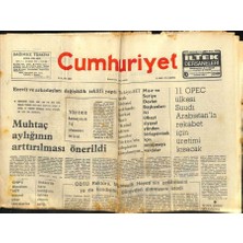Gökçe Koleksiyon Cumhuriyet Gazetesi 22 Aralık 1976 - 11 Opec Ülkesi Suudi Arabistanla Rekabet Için Üretimi Kısacak  GZ88334