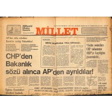 Gökçe Koleksiyon Millet Gazetesi 16 Aralık 1977 - Chpden Bakanlık Sözü Alınca Apden Ayrıldılar   GZ89673