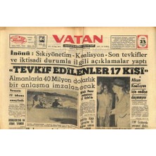 Gökçe Koleksiyon Vatan Gazetesi 23 Ağustos 1963 - Meriç Nehri Islah Ediliyor - Senato 17 Idamı Onayladı  GZ91045