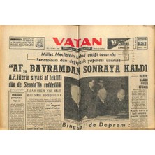 Gökçe Koleksiyon Vatan Gazetesi 23 Şubat 1963 - Bingazide Deprem 230 Ölü 500 Yaralı  GZ89175