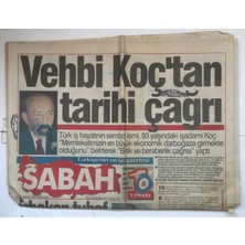 Gökçe Koleksiyon Sabah Gazetesi  14 Nisan 1994 - Vehbi Koçtan Tarihi Çağrı    GZ7390