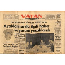 Gökçe Koleksiyon Vatan Gazetesi 25 Mayıs 1963 - Izmirde Sıkı Yönetim Mahkemesi Kuruldu  GZ90448