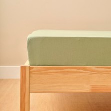 Bella Maison %100 Pamuk Saten King Size Lastikli Çarşaf Sisli Yeşil (180x200x35 cm)