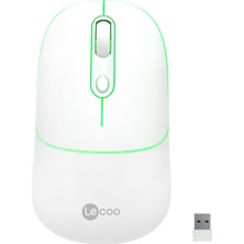 Lenovo Lecoo WS210 Dual Mod RGB 2.4GHz WiFi+ Bluetooth 1600DPI 6 Tuşlu Şarjlı Sessiz Kompakt Kablosuz Optik Mouse Beyaz