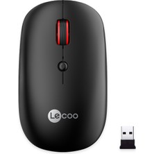 Lenovo Lecoo WS211 Dual Mod 2.4GHz WiFi + Bluetooth 1600DPI 6 Tuşlu Şarjlı Sessiz Kompakt Kablosuz Optik Mouse Siyah