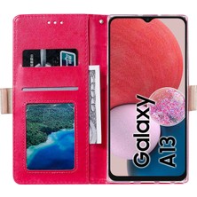 Seashell Digital Samsung Galaxy A13 Için 4g Pu Deri Dil Dantel Çiçek Deseni Flip Telefon Kılıfı Cüzdan Fermuar Cep Stand Kapağı Bowknot Bilek Strap-Rose (Yurt Dışından)