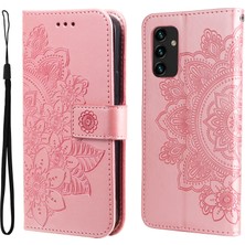 Seashell Digital Cüzdan Stand Telefon Kapağı Mandala Çiçeği Baskılı Folio Flip Koruyucu Deri Kılıf Samsung Galaxy A13 4g-Rose Altın (Yurt Dışından)