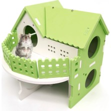 Habby Hamster Deluxe Çift Katlı Balkonlu Villa-Yeşil Beyaz (Yurt Dışından)