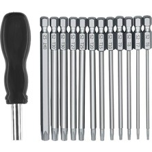 Sunshinee 13 Adet 100MM Torx Uzun Tornavida Uçları Seti, Manyetik Torx Bit Seti T6-T40, 1/4 Inç Hex Shank Elektrikli Tornavida Araçları (Yurt Dışından)