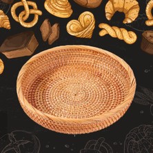 Failyee Hasır El Yapımı Yuvarlak Aperatif Meyve Kasesi Rattan Tepsisi 25X5CM (Yurt Dışından)