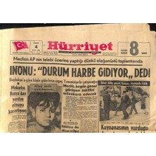 Gökçe Koleksiyon Hürriyet Gazetesi - 4 Eylül 1964 - Inönüdurum Harbe Gidiyor GZ110285