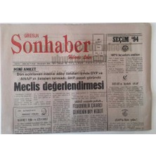 Gökçe Koleksiyon Giresun Son Haber Gazetesi 22 Şubat  1994 -Meclis Değerlendirmesi , Giresundaki Esnaf Temsilcileri Cuma Günü Başbakan Çillerle Görüşecek GZ18264