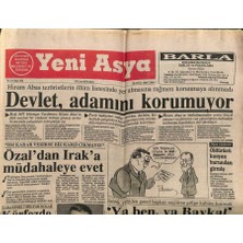 Gökçe Koleksiyon Yeni Asya Gazetesi 28 Eylül 1990 - Özaldan Iraka Müdahaleye Evet  GZ104274