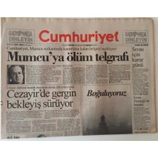 Gökçe Koleksiyon Cumhuriyet Gazetesi 26 Aralık 1994 - Mumcuya Ölüm Telgrafı  GZ25039