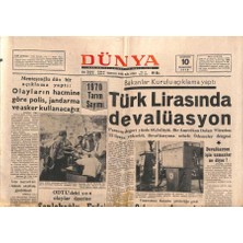 Gökçe Koleksiyon Dünya Gazetesi 10 Ağustos 1970 - Bakanlar Kurulu Açıklama Yaptı , Türk Lirasında Devalüasyon GZ105108